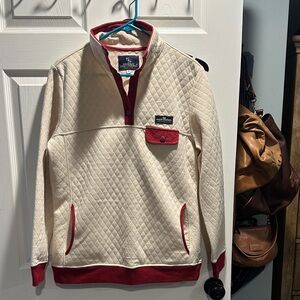 Simply Southern Cream and Red Quilted Sweatshirt